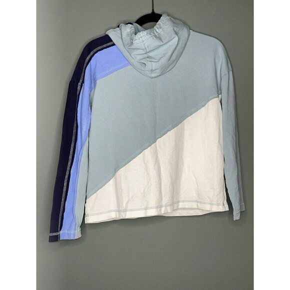 Umgee USA Women's Small Color Block 100% Cotton Hooded Drawstring Sweatshirt - Picture 2 of 9